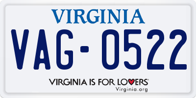 VA license plate VAG0522