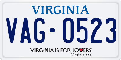 VA license plate VAG0523