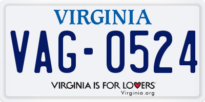 VA license plate VAG0524