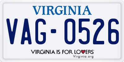 VA license plate VAG0526