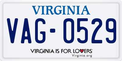 VA license plate VAG0529