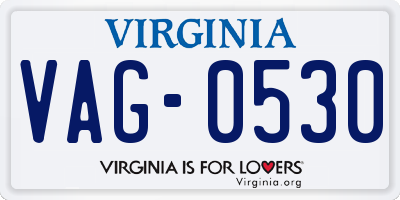 VA license plate VAG0530