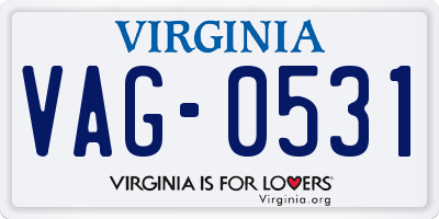 VA license plate VAG0531