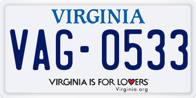 VA license plate VAG0533