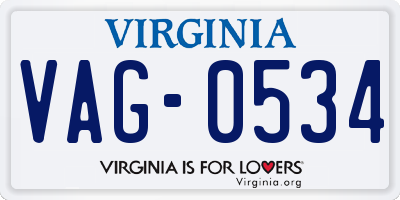 VA license plate VAG0534