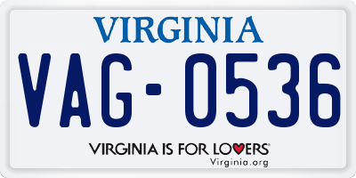 VA license plate VAG0536