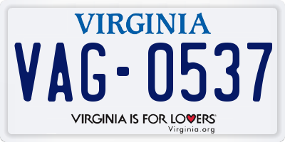 VA license plate VAG0537
