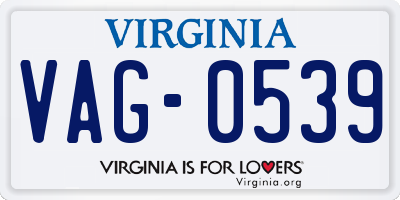 VA license plate VAG0539