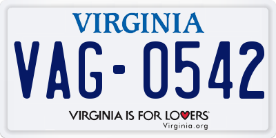 VA license plate VAG0542