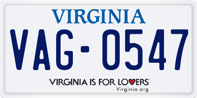 VA license plate VAG0547