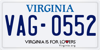 VA license plate VAG0552