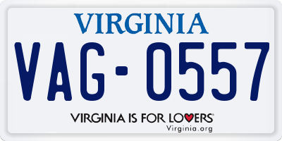 VA license plate VAG0557