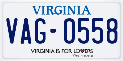 VA license plate VAG0558