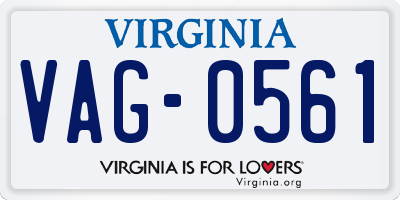 VA license plate VAG0561