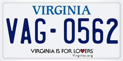 VA license plate VAG0562