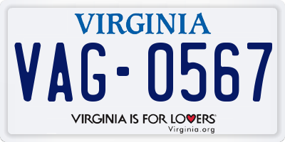 VA license plate VAG0567