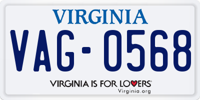 VA license plate VAG0568