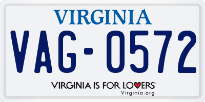 VA license plate VAG0572