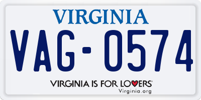 VA license plate VAG0574