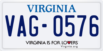 VA license plate VAG0576