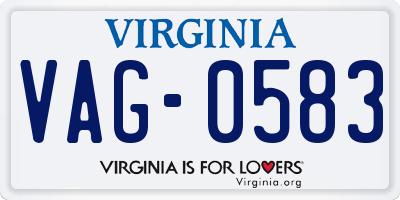 VA license plate VAG0583
