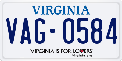VA license plate VAG0584