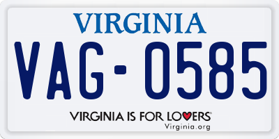 VA license plate VAG0585