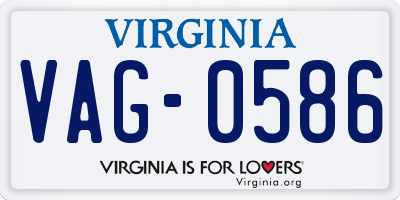 VA license plate VAG0586