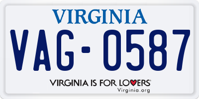 VA license plate VAG0587
