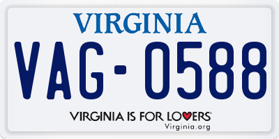 VA license plate VAG0588