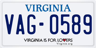VA license plate VAG0589
