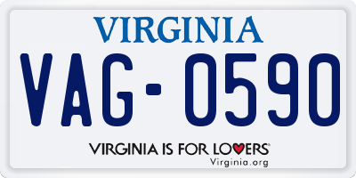VA license plate VAG0590