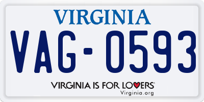 VA license plate VAG0593