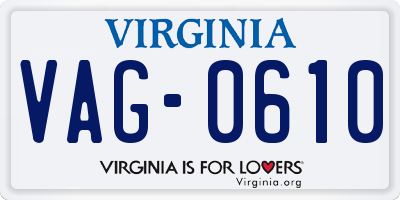 VA license plate VAG0610