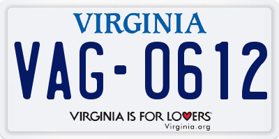 VA license plate VAG0612