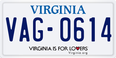 VA license plate VAG0614