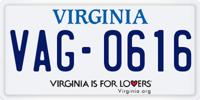 VA license plate VAG0616