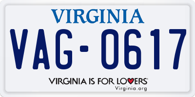 VA license plate VAG0617