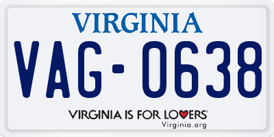 VA license plate VAG0638