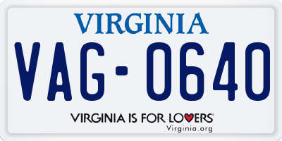 VA license plate VAG0640