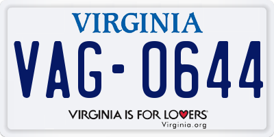 VA license plate VAG0644