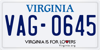 VA license plate VAG0645