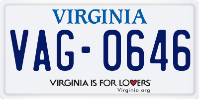 VA license plate VAG0646