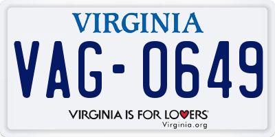 VA license plate VAG0649