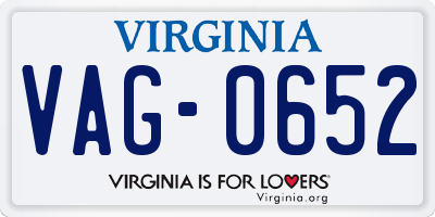 VA license plate VAG0652