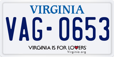 VA license plate VAG0653