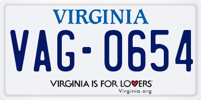 VA license plate VAG0654