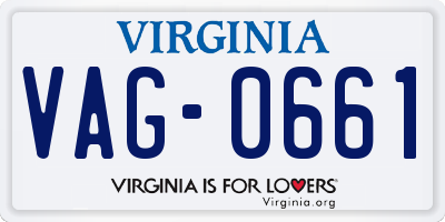 VA license plate VAG0661
