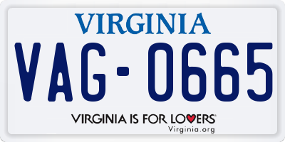 VA license plate VAG0665