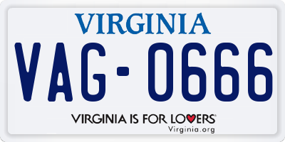 VA license plate VAG0666